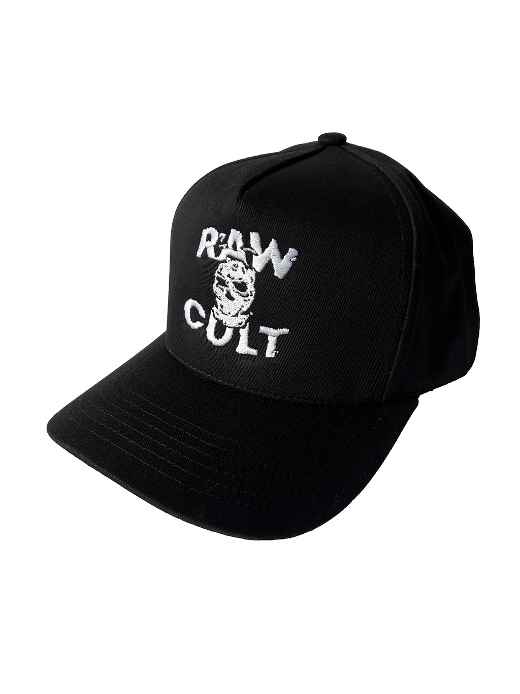 RAW CULT | Embroidered Mask CULT Cap - White on Black